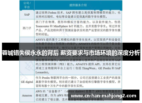 蓉城错失侯永永的背后 薪资要求与市场环境的深度分析