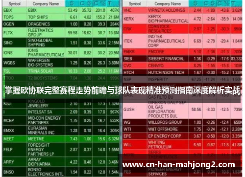 掌握欧协联完整赛程走势前瞻与球队表现精准预测指南深度解析实战